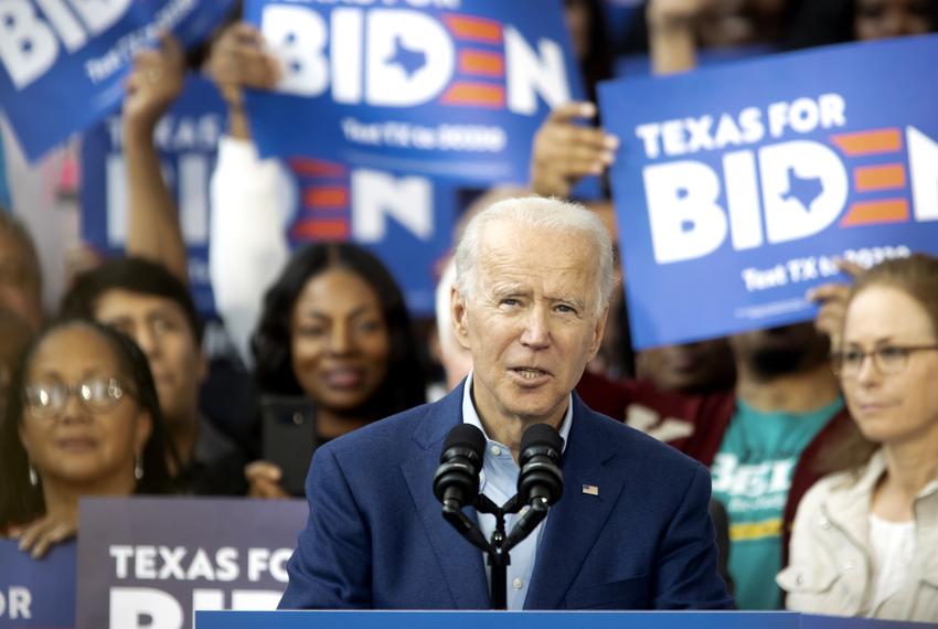 Former Vice President Joe Biden speaks to supporters at a campaign event at Texas Southern University in Houston,  on Marc...