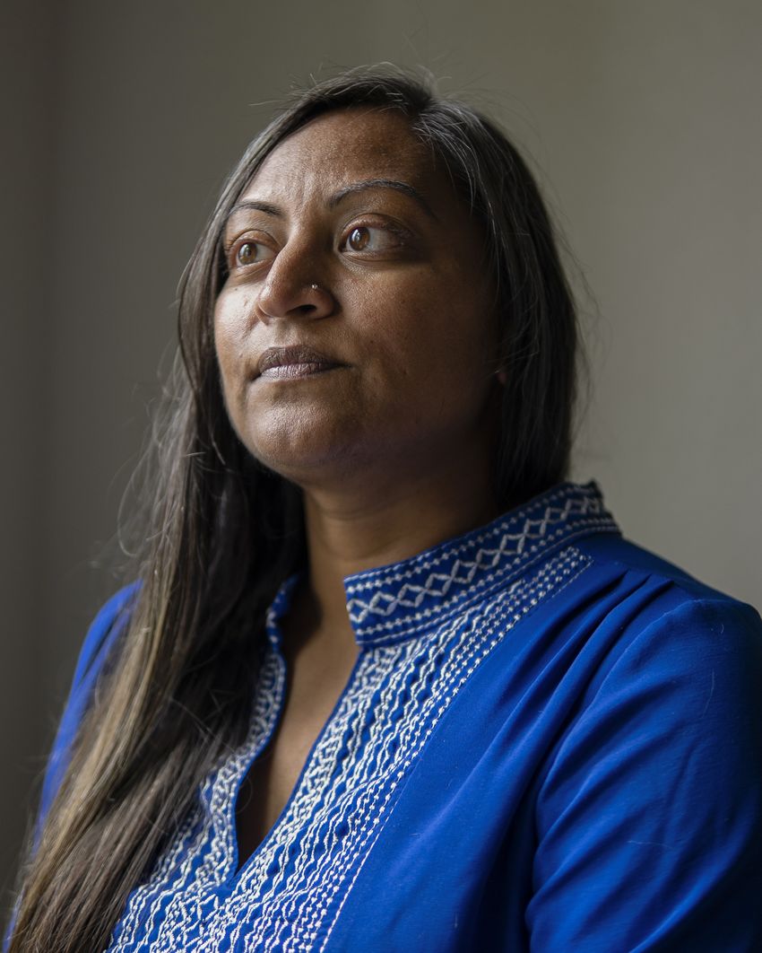 Tania Tasneem, an 8th-grade science teacher at Kealing Middle School, at her home in Austin on July 9, 2021.