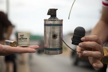 Bean bag shells, a canister and a rubber bullet were found after Austin police forced protesters from Interstate 35 on Sunday.
