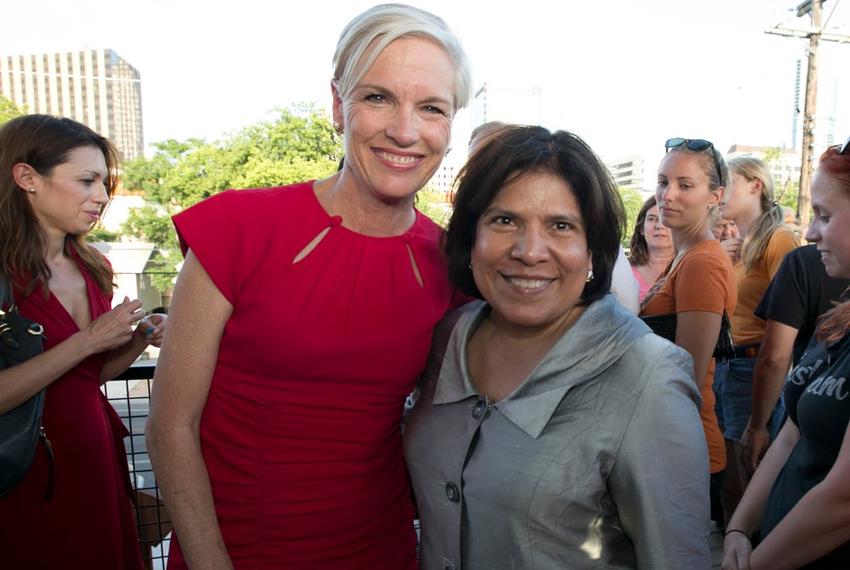 Grace Garcia, right, executive director of Annie's List, poses with Cecile Richards, president of Planned Parenthood Federation of America, in Austin on June 25, 2013.