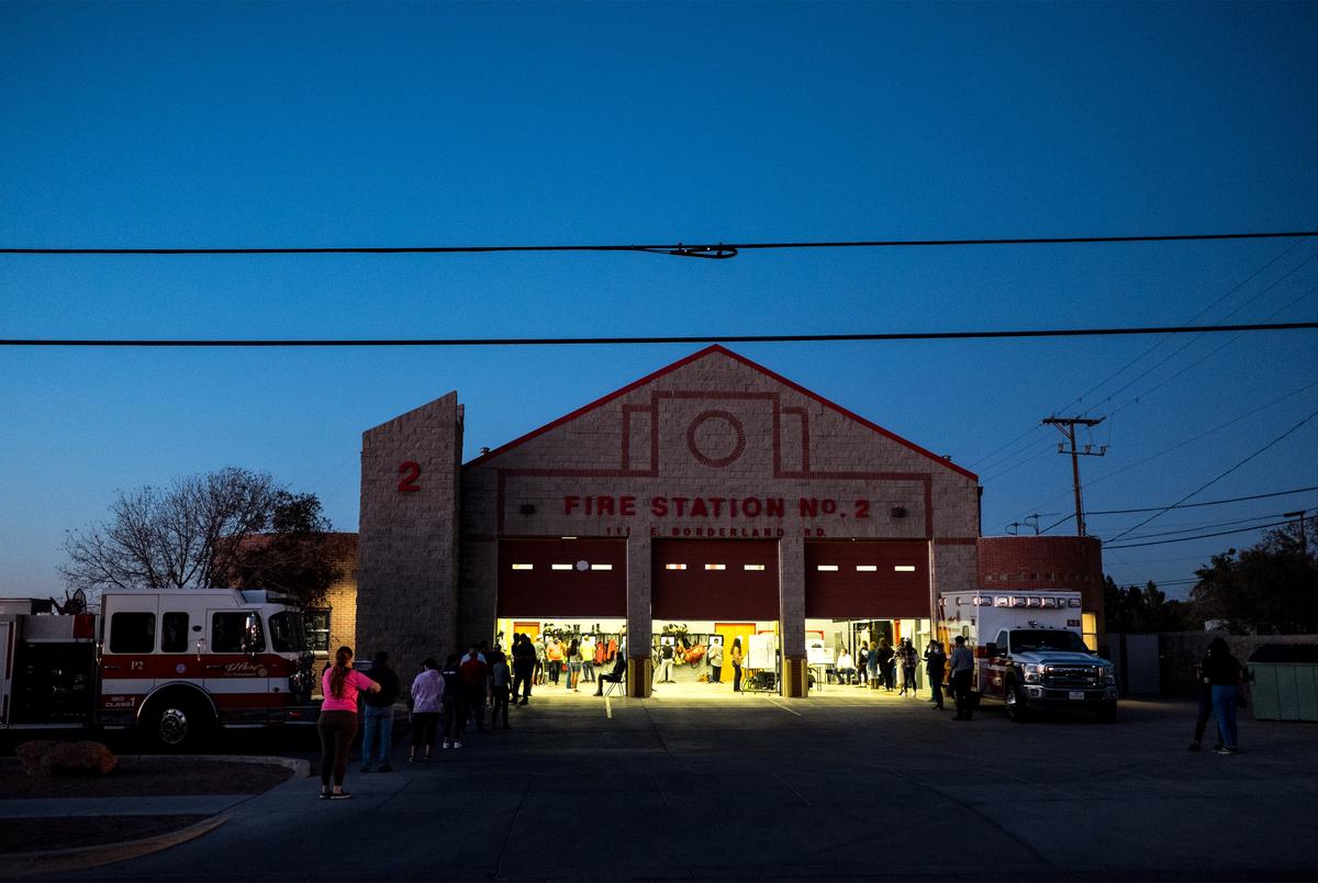 People cast their votes at a polling station located at the El Paso Fire Department Fire Station No. 2 on Election Day in El Paso on Nov. 3, 2020.