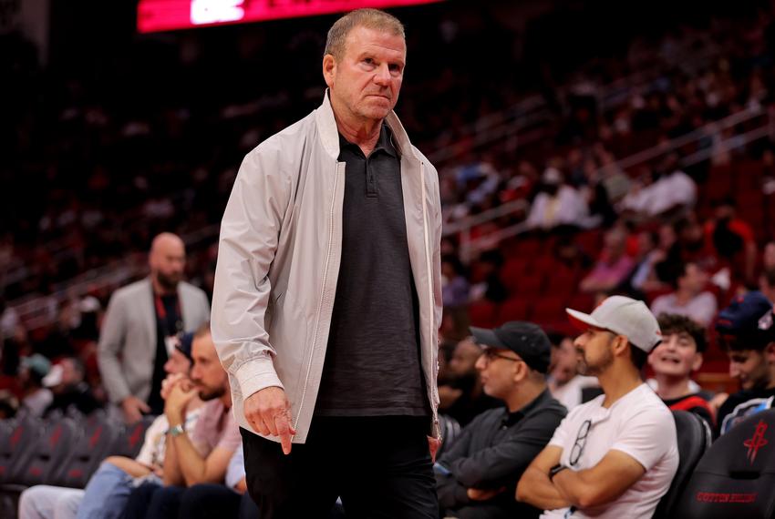 Houston Rockets owner Tilman Fertitta leaves the court during the fourth quarter of a game against the New Orleans Pelicans at Toyota Center in Houston on Oct. 15, 2024.