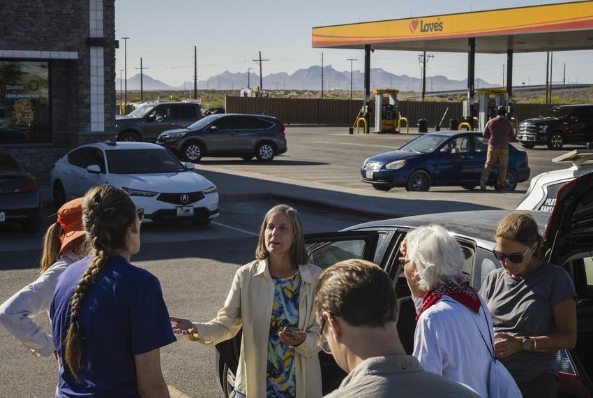 Battalion Search and Rescue volunteers meet at the parking lot of a Love’s truck stop in Santa Teresa on April 26, 2025.