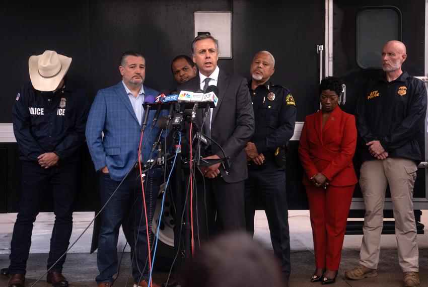 Joe Rothrock, special agent in charge of the Dallas FBI Field Office, speaks at a press conference regarding the shooting at an ICE field office in Dallas on Sept. 24, 2025.
