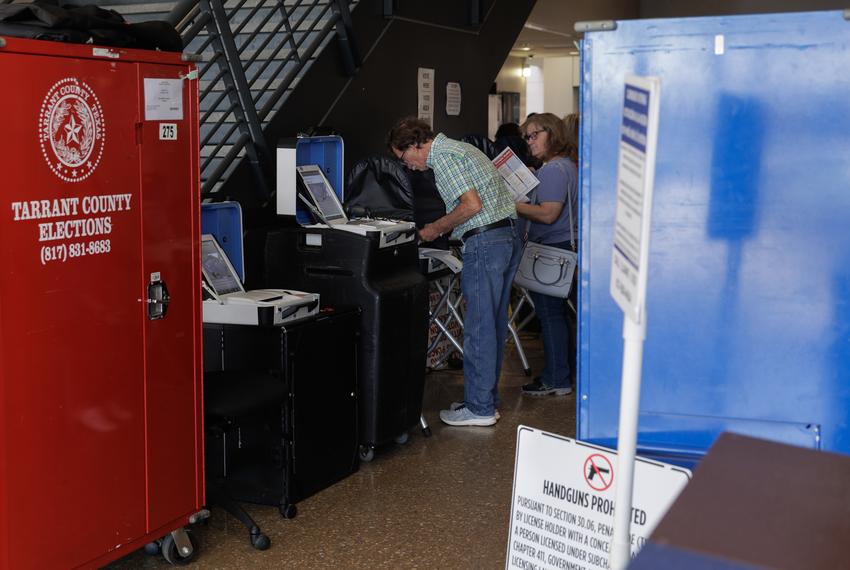 Voters cast their ballots at the Tarrant County College Southeast Campus polling location in Arlington on primary election day, March 5, 2024.