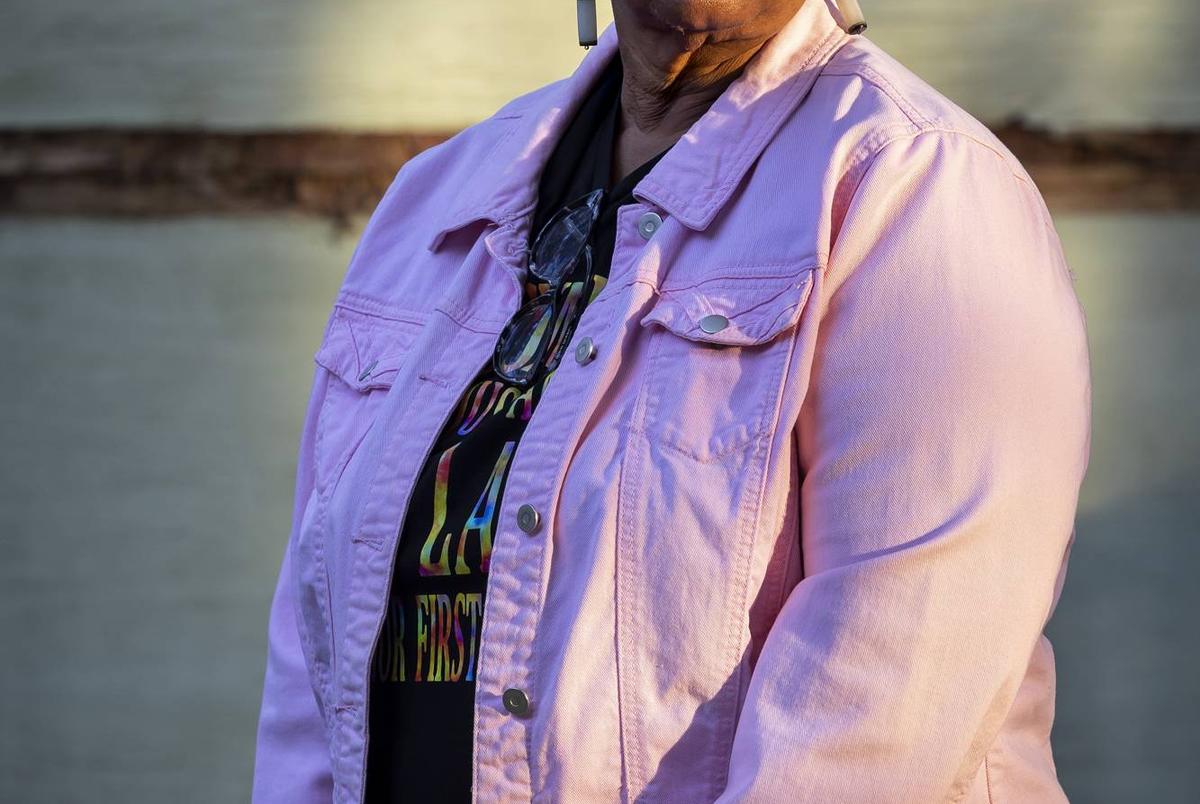 Brenda Compton in the backyard of her family home in Fifth Ward on Nov. 18, 2021.