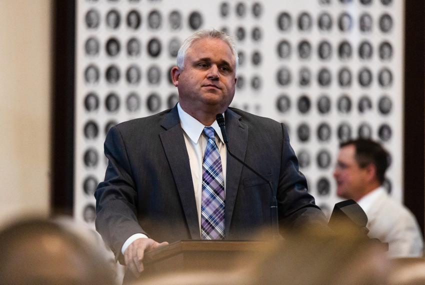 State Rep. Bryan Slaton, R-Royse City, waits to ask a question on the House floor during session at the state Capitol in Austin on April 25, 2023.