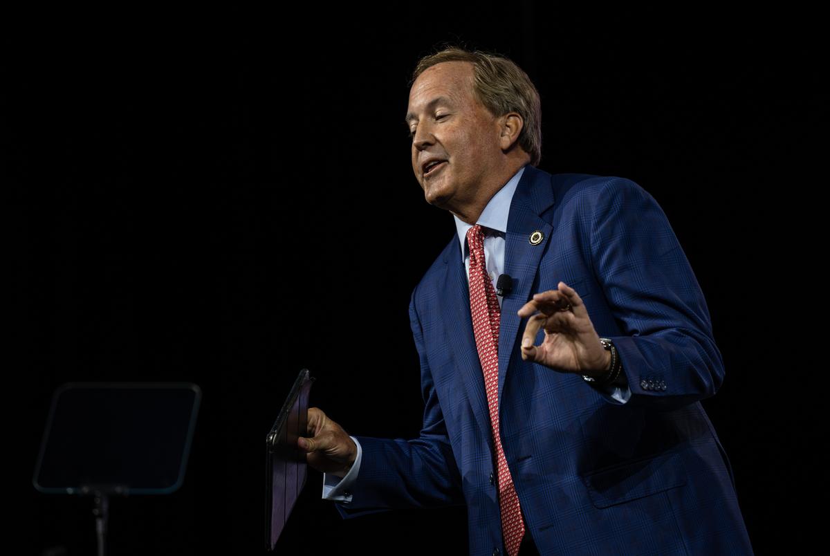 Texas Attorney General Ken Paxton speaks during the Texas GOP Convention Thursday, May 23, 2024 in San Antonio.