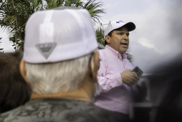 U.S. Rep. Vicente Gonzalez, D-McAllen, speaks to Beto supporters outside of the Cameron County Courthouse in Brownsville for a rally near a polling place with Democratic gubernatorial candidate Beto OíRourke on Nov. 1, 2022.