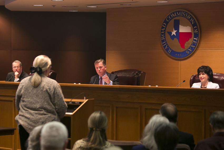 Lynda Stokes, the mayor of Reno, Texas, testified before the Texas Railroad Commission on Jan. 21, 2014, about her concerns with an increased number of earthquakes around Eagle Mountain Lake.