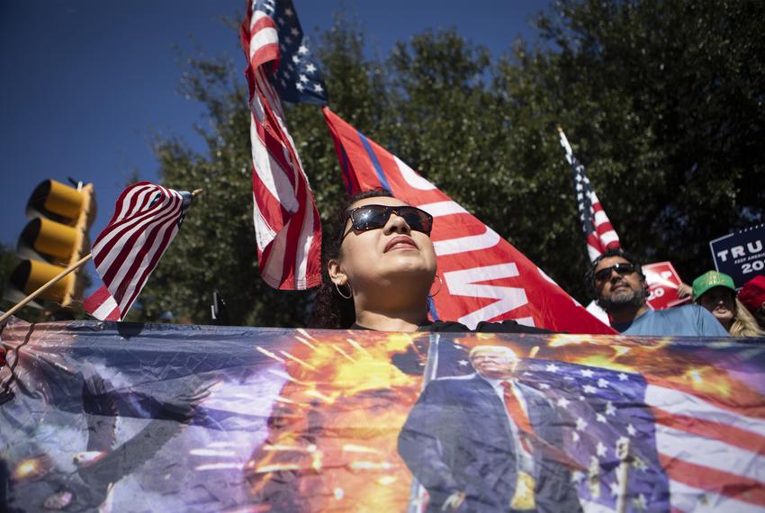 Supporters of President Trump gathered at the state Capitol in Austin to protest the victory of President-elect Joe Biden. Nov. 7, 2020.