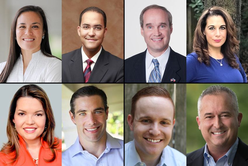 More than a week after the General Election, several Texas races are still being contested. Clockwise from top left: Gina Ortiz Jones and U.S. Rep. Will Hurd, R-Helotes; state Rep. Mike Schofield, R-Katy and Gina Calanni; Adam Milasincic and state Rep. Dwayne Bohac, R-Houston; and Joanna Cattanach and state Rep. Morgan Meyer, R-Dallas.