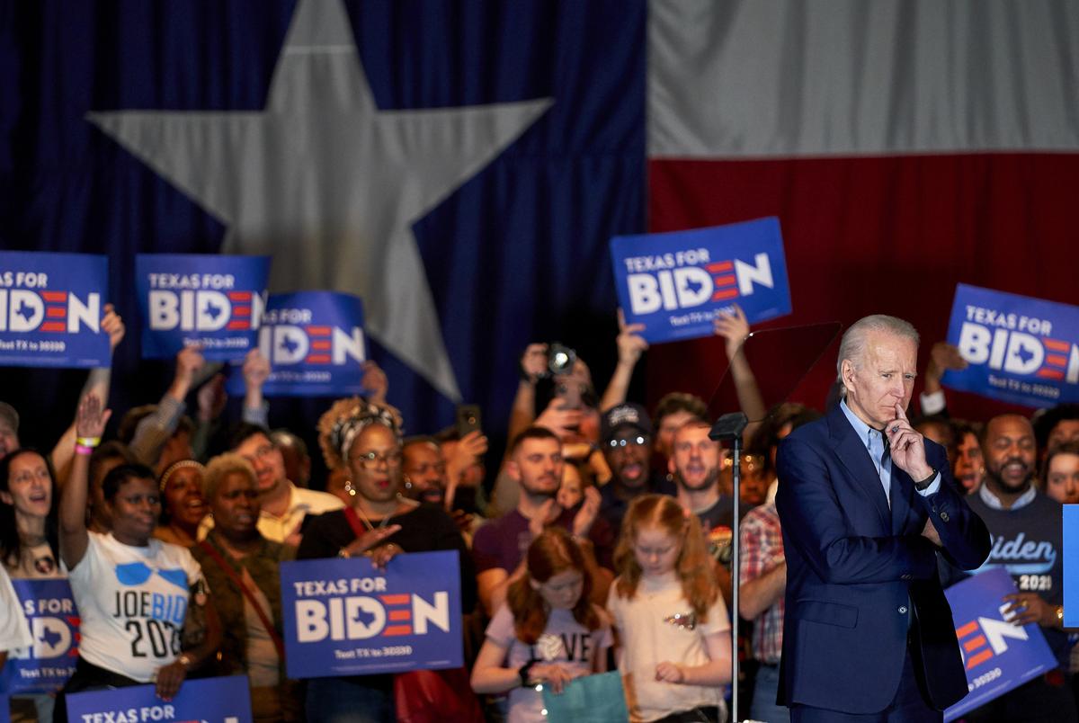 Democratic presidential candidate and former Vice President Joe Biden spoke during a campaign stop in Dallas on March 2, 2020.