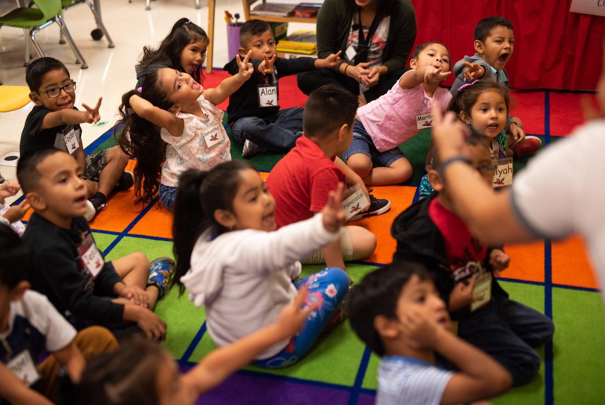 Pre-K students learn their numbers at JoAnn Zavala's classroom on Sept. 5, 2019 in Hemphill Elementary.