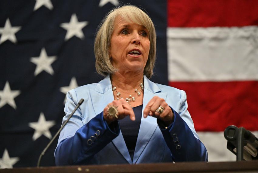 New Mexico Gov. Michelle Lujan Grisham (D-NM) speaks during the Democratic Party of New Mexico Election Night Watch Party at the Isleta Casino and Resort on Nov. 5, 2024 on the Pueblo of Isleta, New Mexico.