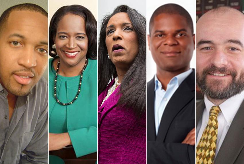 (L-R) Greg Harrington, Sheryl Cole, state Rep. Dawnna Dukes, D-Austin, Nnamdi Orakwue and Chito Vela.