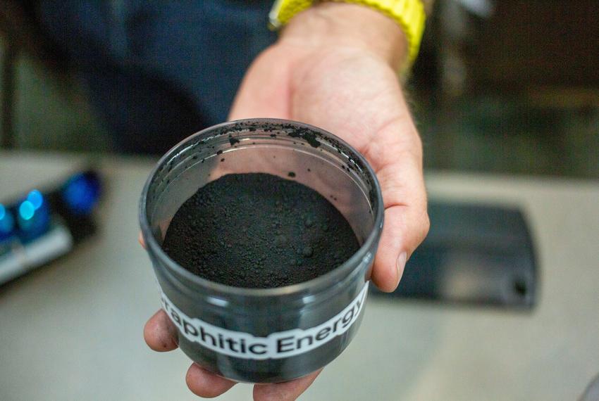 Rather than CO2 gas, Graphitic Energy's project produces carbon as a solid black powder that can be made into graphite, a critical mineral.
