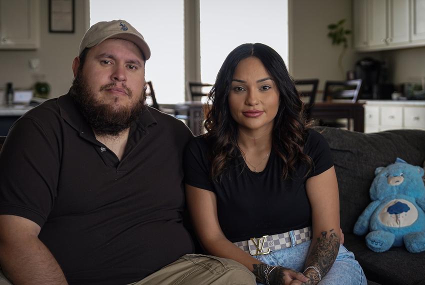 Alfredo and Daniela Santos pose for a portrait at their home in Midland, Texas on October 6, 2025.