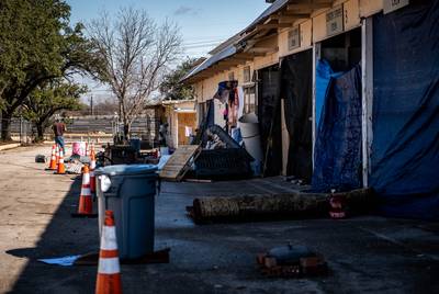 A TxDOT facility has been repurposed as a state-sanctioned homeless camping site for Austin residents. Seen on Jan. 23, 2020.