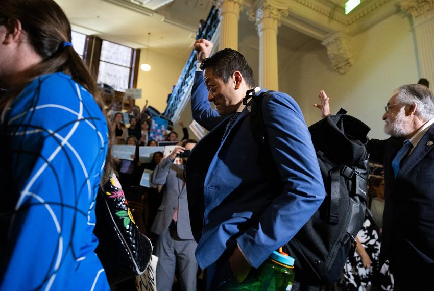 Rep. Gene Wu, D-Houston, walks into the Texas House on Aug. 18, 2025. Wu led the democrats in Chicago, where they fought to prevent redistricting in Texas.