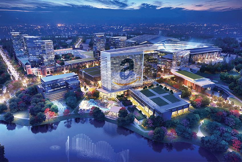 An artist's rendering of the proposed Amazon site in Arlington.