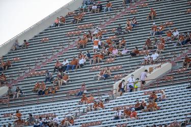 Apr 4, 2020; Austin, TX, USA; Texas Longhorns fans look on against UTEP Miner at Darrell K Royal-Texas Memorial Stadium. Mandatory Credit: Ricardo B. Brazziell/American-Statesman via USA TODAY NETWORK