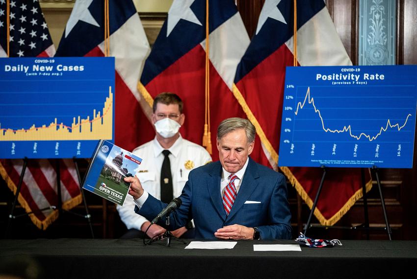 Gov. Greg  Abbott at a press conference at the state Capitol in Austin on Monday, June 22,2020.