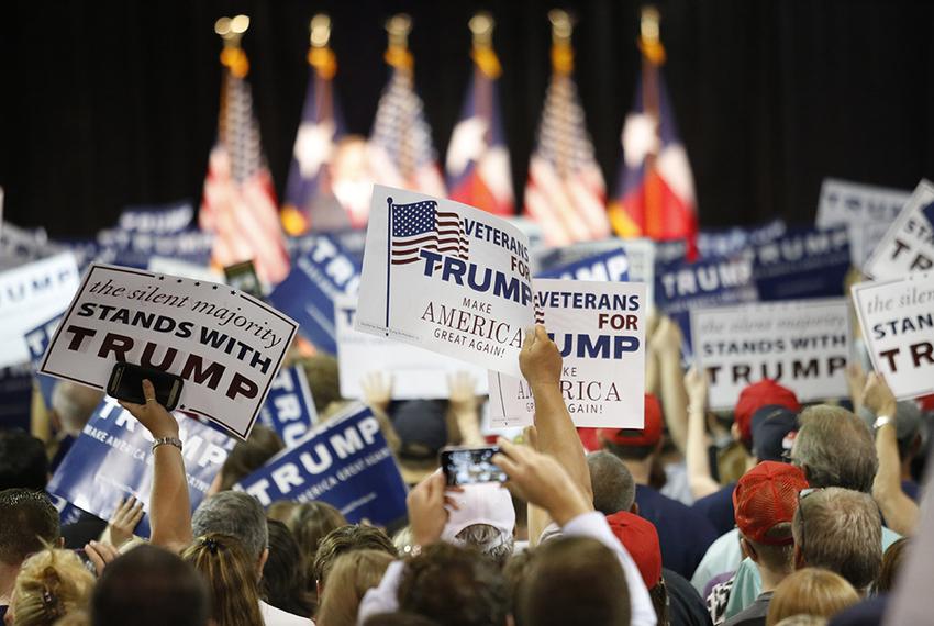 Supporter waiting for Donald Trump at a campaign event in The Woodlands, Texas Friday June 17, 2016.