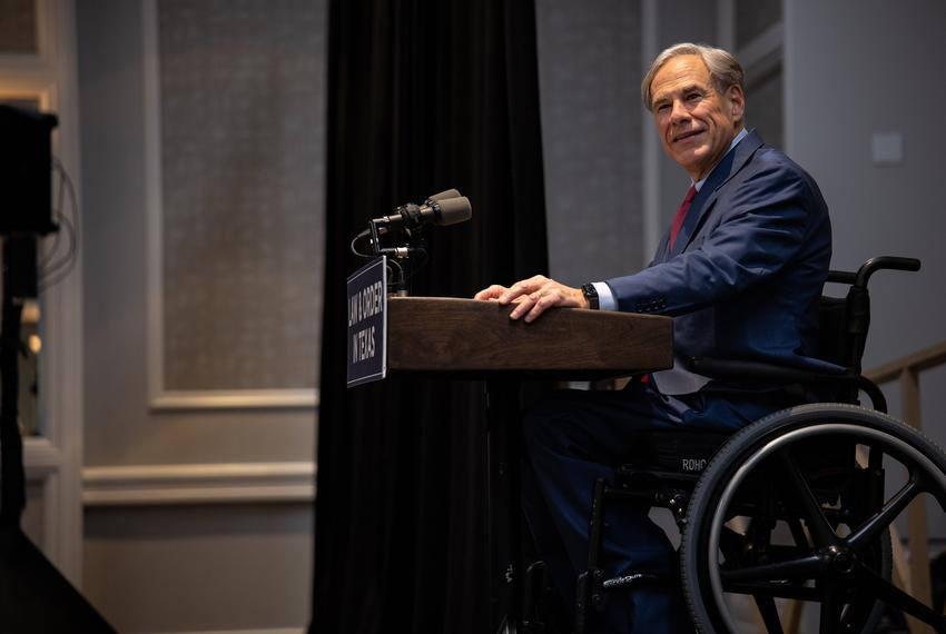Gov. Greg Abbott addresses law enforcement officials during a Southwestern Border Sheriff’s Coalition event in Austin on April 29, 2025.