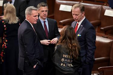 U.S Rep. Lauren Boebert, R-CO, wears a shawl with 