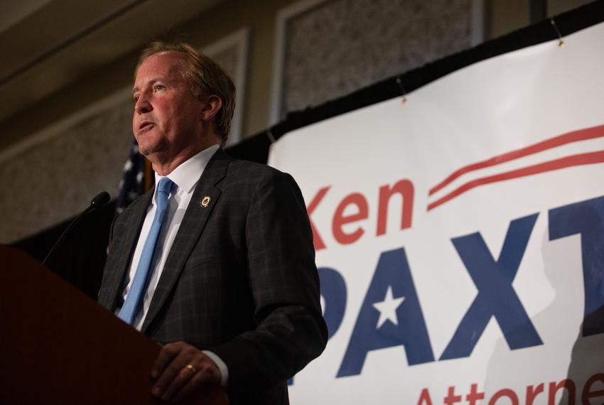 State Attorney General Ken Paxton speaks at his primary election results watch party in McKinney on March 1, 2022.