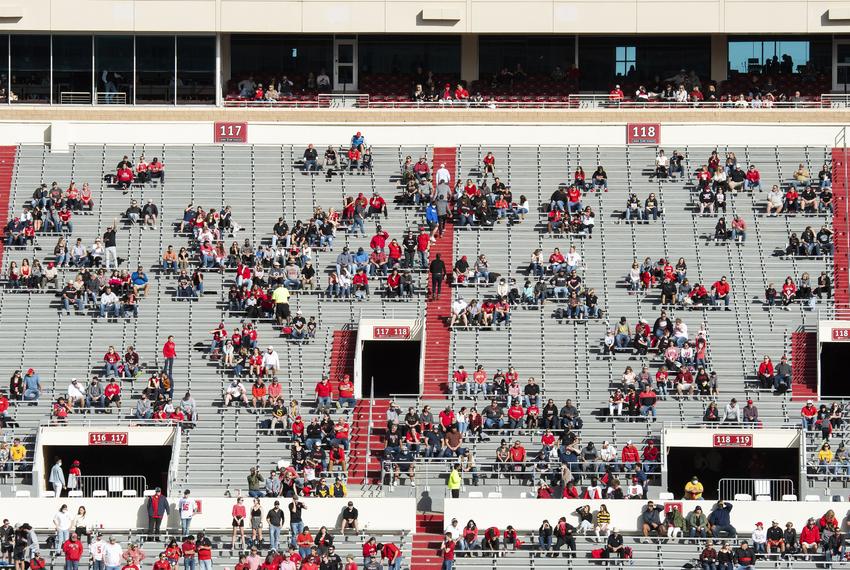 Fans in Jones AT&T Stadium watch Texas Tech's home coming game against West Virginia on Saturday in Lubbock. Texas Tech Athl…