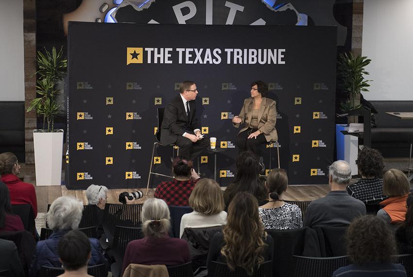 Capital Factory hosts Democratic candidate for governor Lupe Valdez talking with Texas Tribune CEO Evan Smith on Jan. 18, 2018. 