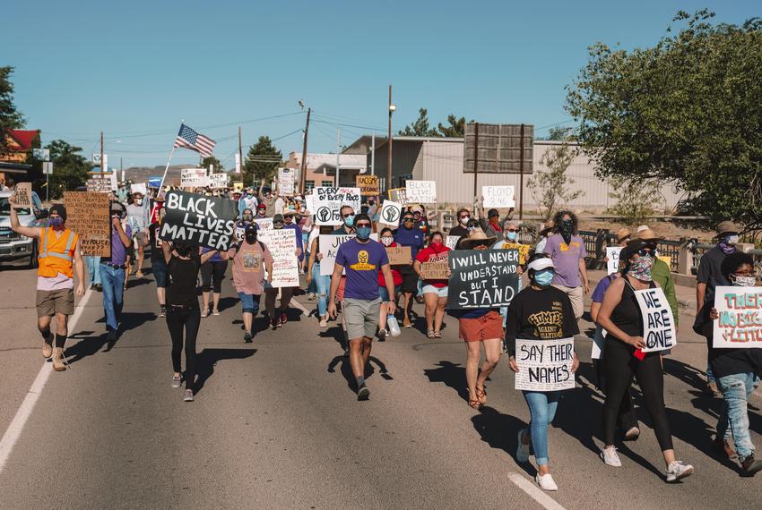 Hundreds of residents from Alpine and the surrounding towns marched against the death of George Floyd on in Alpine on June 6, 2020. 
