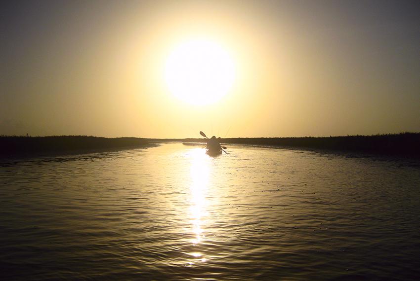 Kayak fishers in east Matagorda Bay.