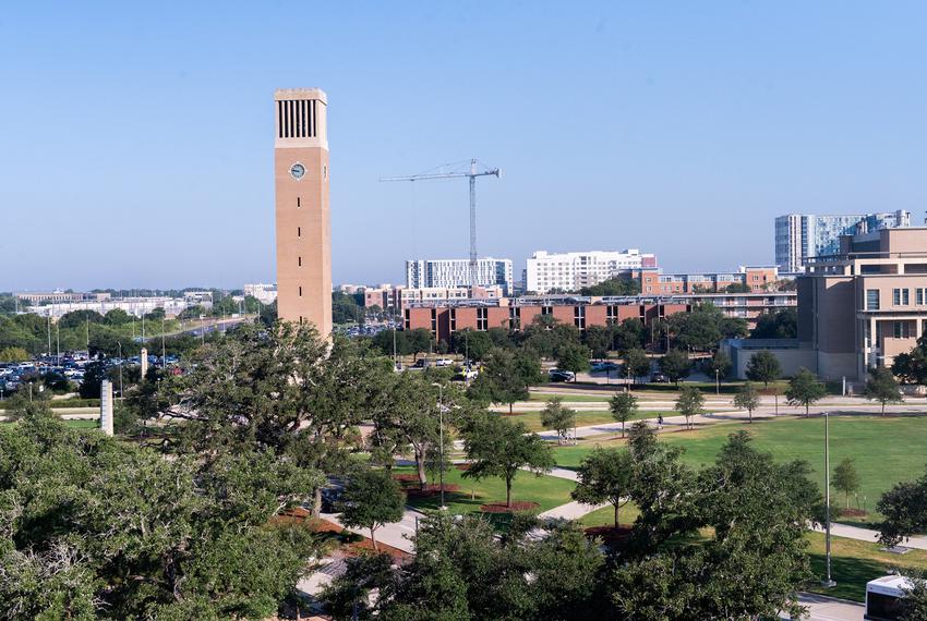 The Texas A&M bell tower on Wednesday, Aug. 21, 2024, in College Station.