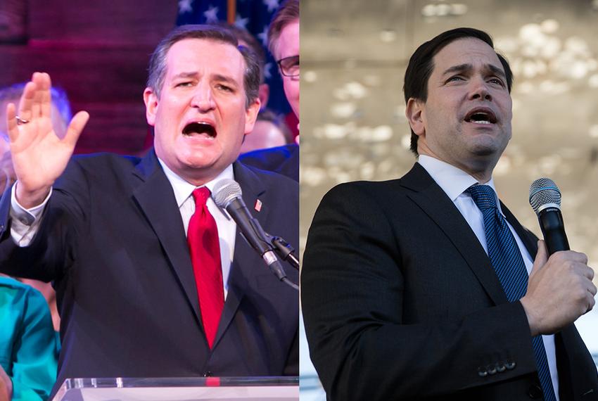 Republican presidential candidates and U.S. Senators Ted Cruz of Texas and Marco Rubio of Florida.