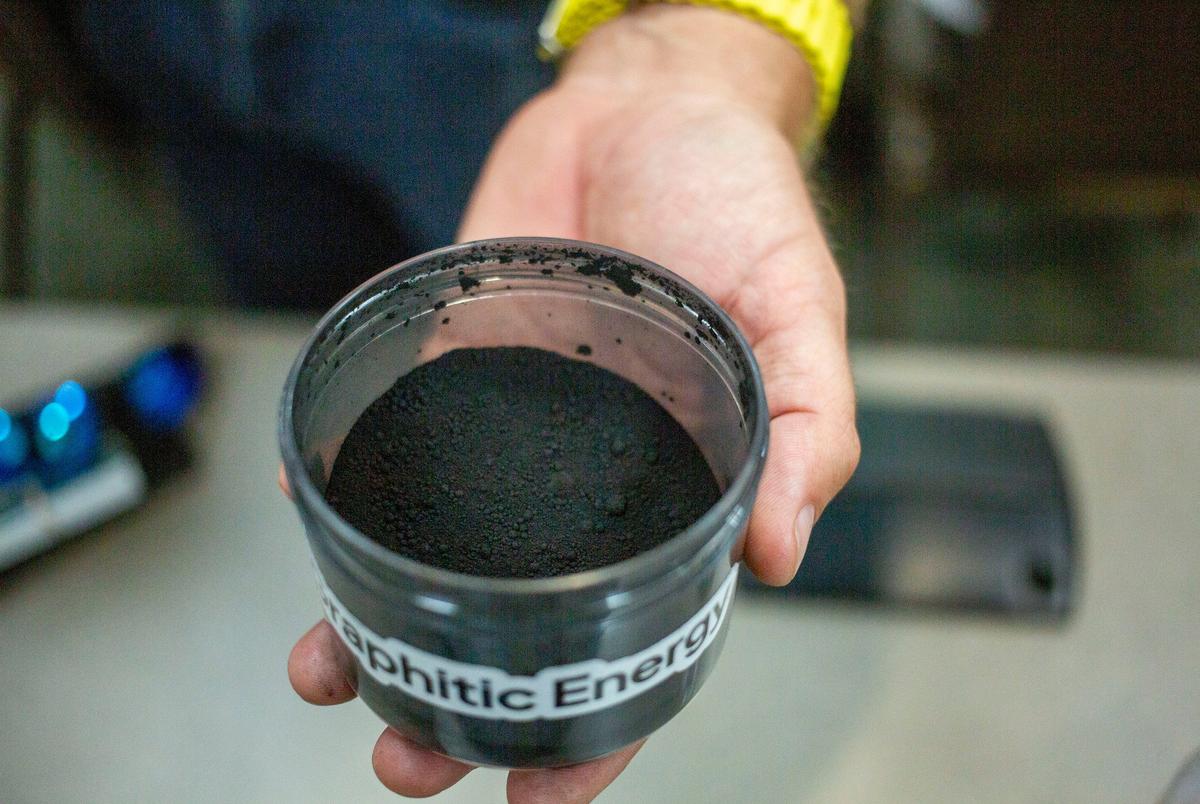 Rather than CO2 gas, Graphitic Energy's project produces carbon as a solid black powder that can be made into graphite, a critical mineral.