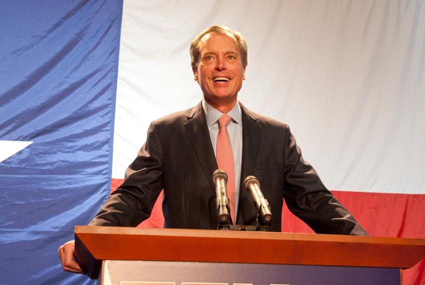 Lt. Gov. David Dewhurst speaks at the Republican watch party at the TDS Exotic Game Ranch on Election Night, Nov 2, 2010.  Dewhurst easily beat Democratic challenger Linda Chavez-Thompson.