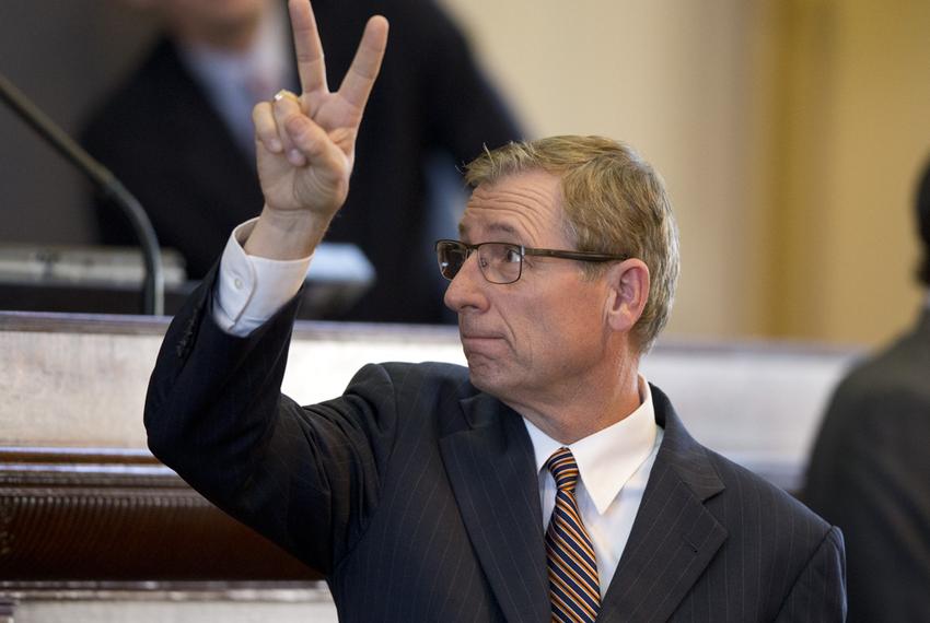 State Rep. Byron Cook, R-Corsicana, registers a no vote on an amendment to his ethics bill SB19 on May 26, 2015.